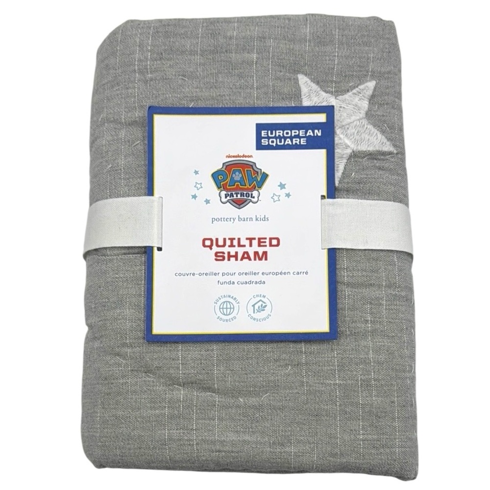 Pottery Barn Kids European Square Paw Patrol Quilted Embroidered Sham